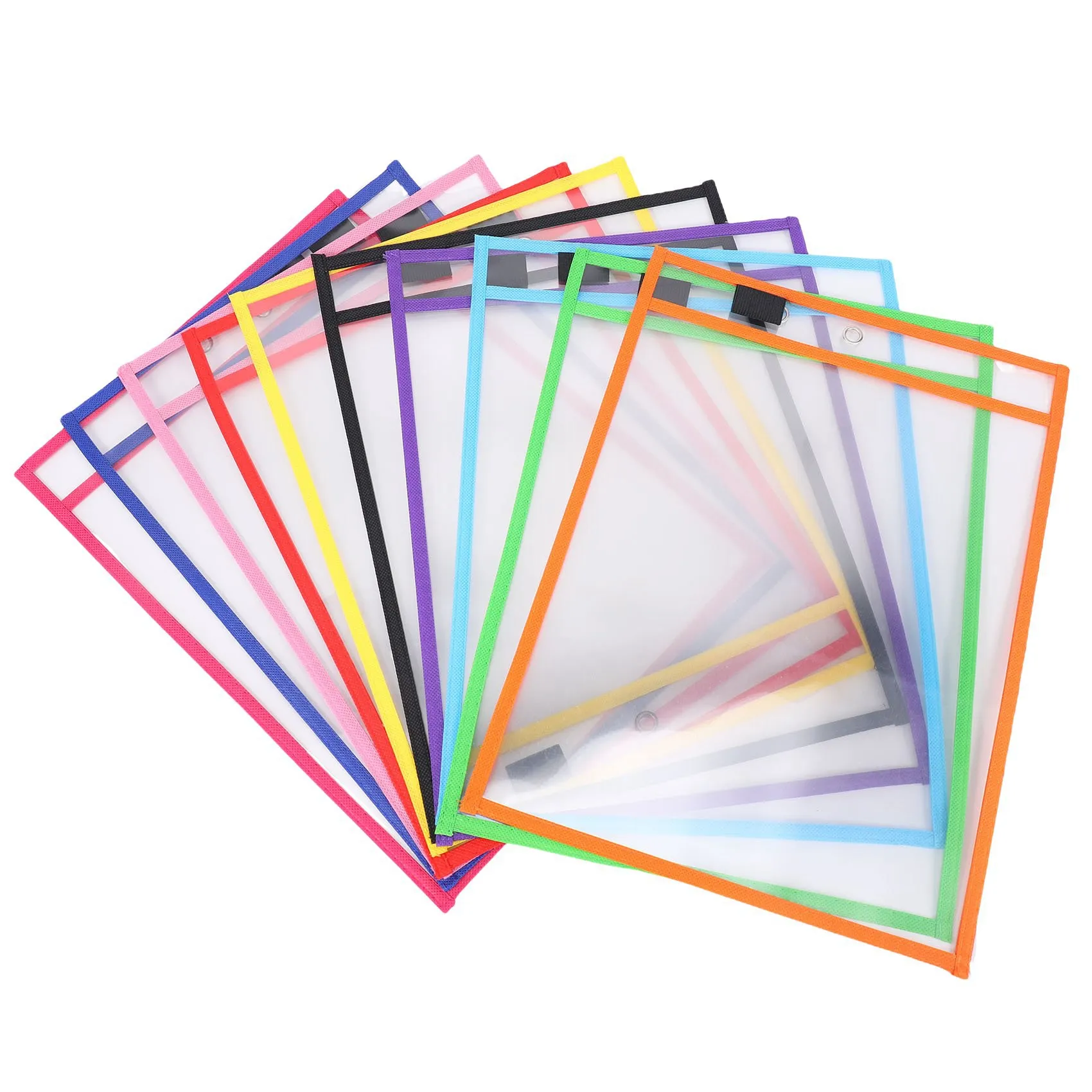 

30 Pack Dry Erase Pockets PVC Transparent Sewn Dry Erase File Bag Reusable Dry Erase