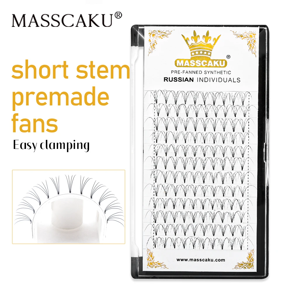 

MASSCAKU Pre-made Fan Bundles Cluster Short Stem Faux Mink Matte Eyelash Extensions Natural Russia Grafting Make Up Lashes