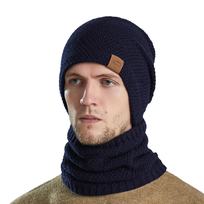 Зимняя шапка шарф для женщин и мужчин толстые флисовые Лыжные шапки вязаная с