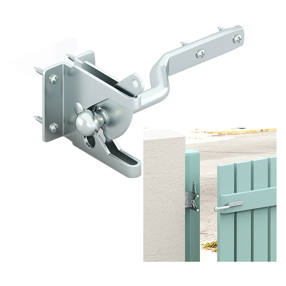 

Самоблокирующиеся защелки ворот с винтом из твердой стали, автоматический дверной замок с болтом, защелка Оборудование безопасности 116*43 мм, подходит для сада, забора, фермы, улицы