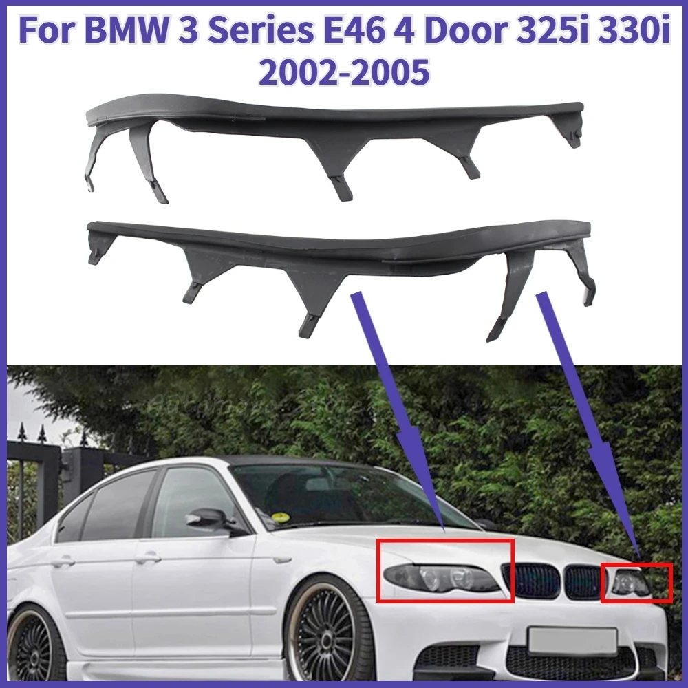 

Car Front Upper Headlight Cover Strips Trims Headlight Sealing Strip Gasket for BMW E46 325i 2002-2005 63126921859 63126921860