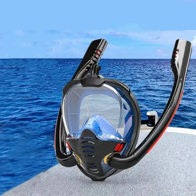 

Full Face Snorkel Mask with Anti-Fog Wipes 180 Degree Panoramic HD View Snorkeling Mask Anti-Leak Dry Set for Adults and Kids