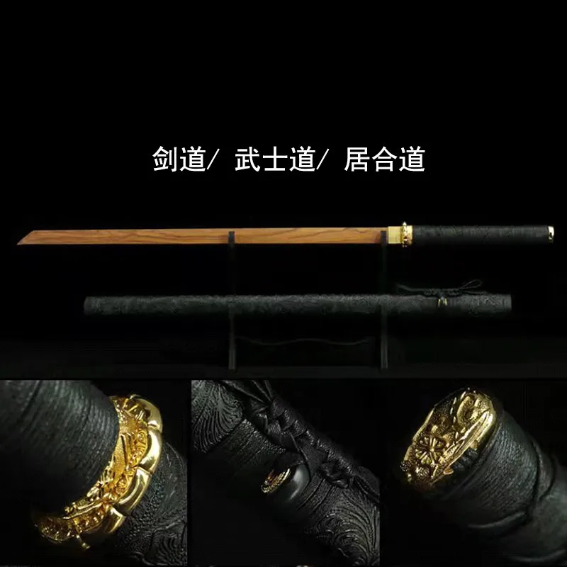 

108cm Iaido Practice Wooden Sword Training Bamboo Sword Japanese Katana Wooden Sword with Sheath Collection Sword Not Edged