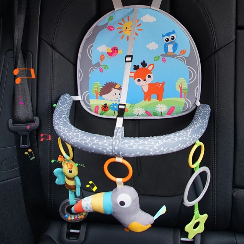

Baby Car Toy Travel Activity Center Kicking Car for Seat Tummy for Time Rattle Arch Toy for w/ Hanging Rings Toddler Sen