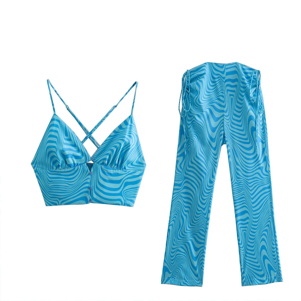 

Женская одежда URMASZA2022, новая модная короткая кофта, Шелковый Атласный укороченный топ, брюки с завышенной талией, женские брючные костюмы с ...