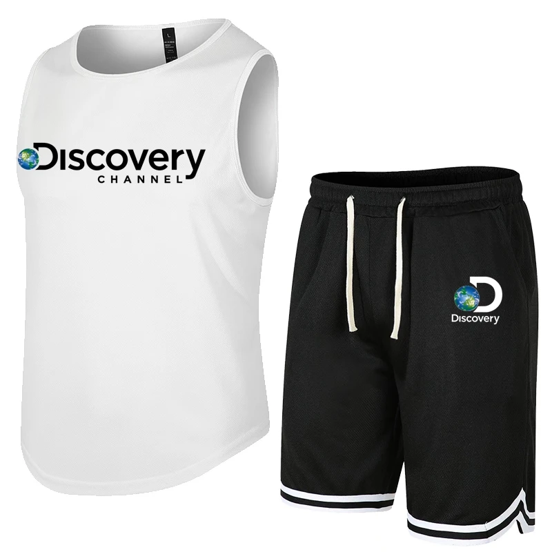 2023 Men's Sleeveless T-shirt + Shorts suit summer breathable casual comfortable top running suit fashionable Harajuku print men