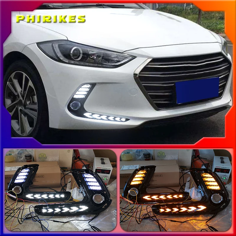 

2 шт. для Hyundai Elantra 2016 2017 2018 светодиодный Автомобильные дневные ходовые огни Дневные огни водонепроницаемые сигнальные лампы s