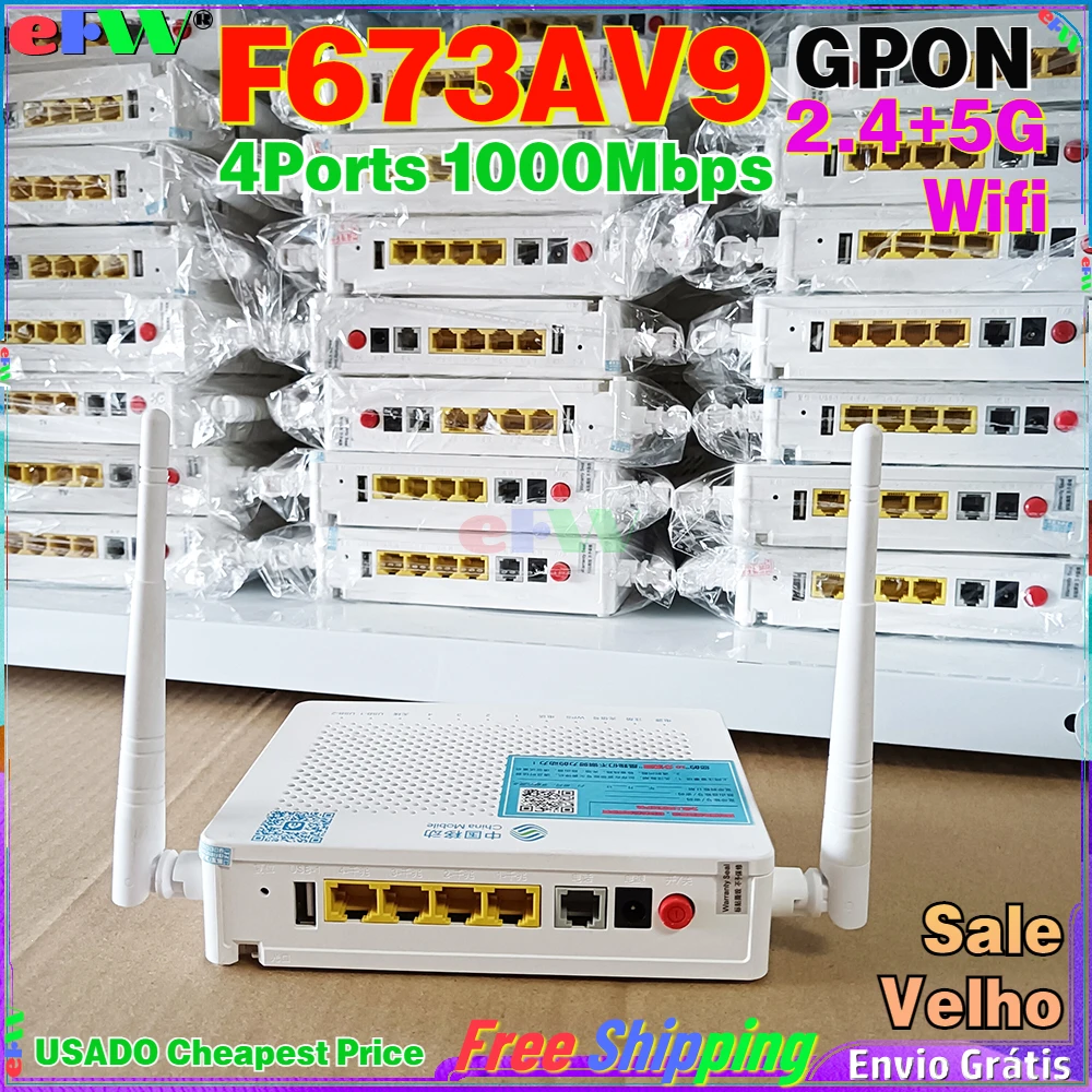 

8 - 50 шт. 100% оригинальный ZTE F673aV9 двухдиапазонный 4ge 2,4 + Искусственный двойной режим Wifi Ont ONU Gpon velho без источника питания F673A V9