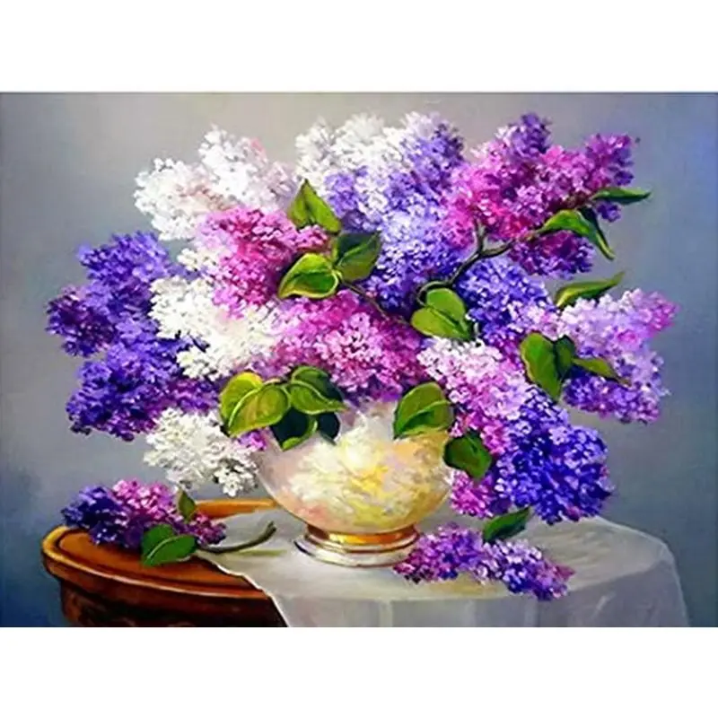 

RUOPOTY 5D Diamond Mosaic Flower Diamond Painting Handmade Embroidery Vase Rhinestone Pictures Home Decor Wall Art Gift