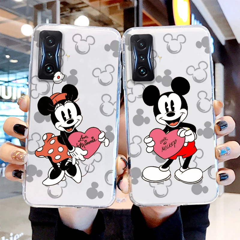 

Fashion Mickey Minnie Mouse For Xiaomi Redmi K50 K40 Gaming A1 11 Prime 10 10C 9AT 9A 9C 9T 8 7A 6A 5 4X 5G Transparent Cover