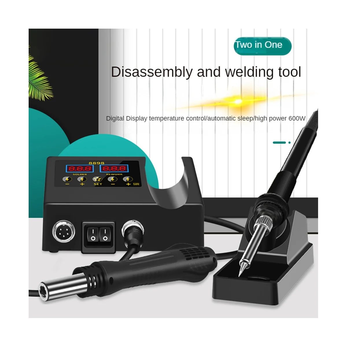 Паяльная станция 2 в 1 с ЖК-дисплеем