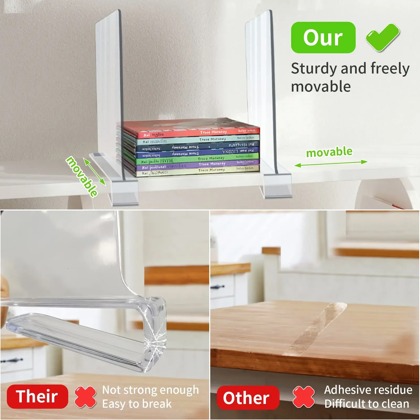 Акриловые разделители полки прозрачный разделитель для организации шкафа