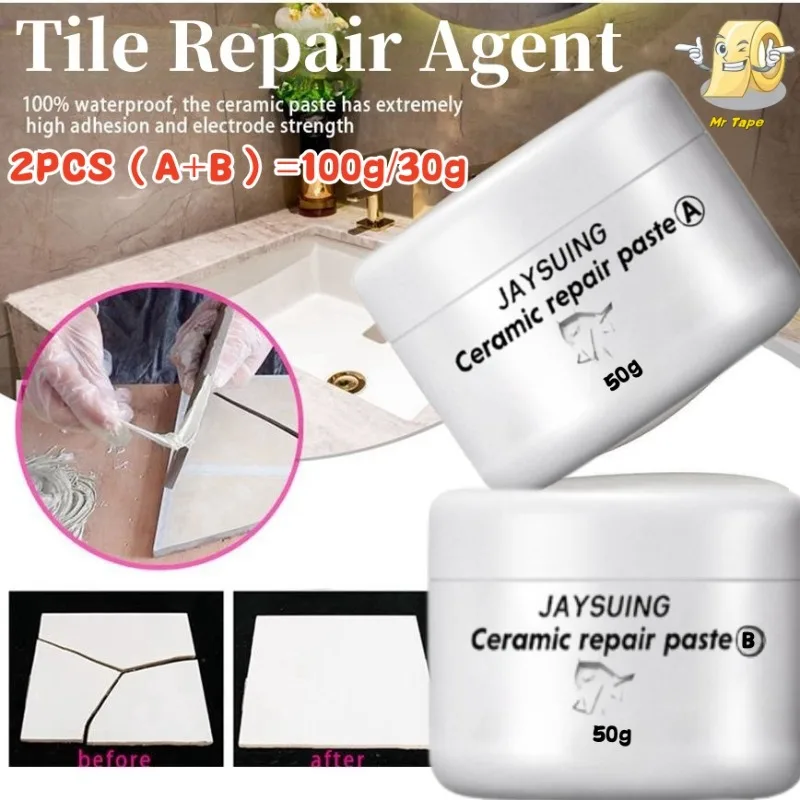 

100g/30g Ceramic Repair Paste Quick Dry White Porcelain Crack Chip Porcelain Repair Kit Tub Tile and Shower Repair Tile Adhesive