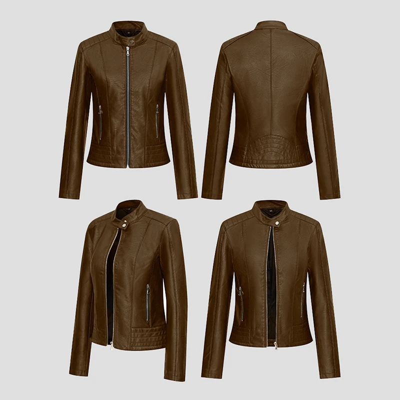 2024 женская осенне-зимняя кожаная куртка сексуальная в мотоциклетном стиле