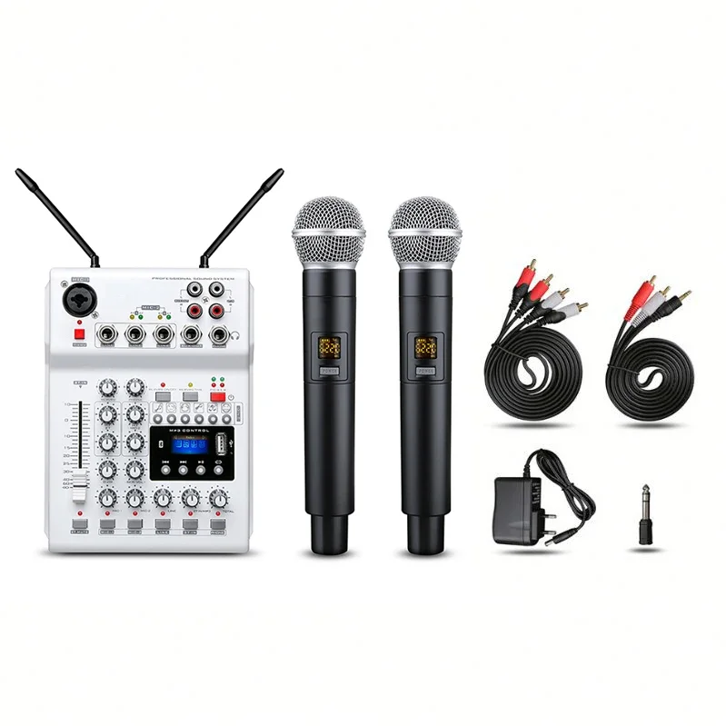 

The Newest 2 Channel USB Multi-functional Lane Audio Mixer Karaoke Mini Wireless Handheld Microphone