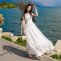 white lace maxi dress womens clothing summer flowers beach dress seaside holiday dress grace french fashion high end korean