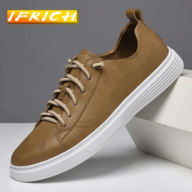 

New Trend Casual Men Shoes Brand Fashion Man Leather Casual Sneakers Good Quality Man Flats Footwear Popular Youth Casual Shoes