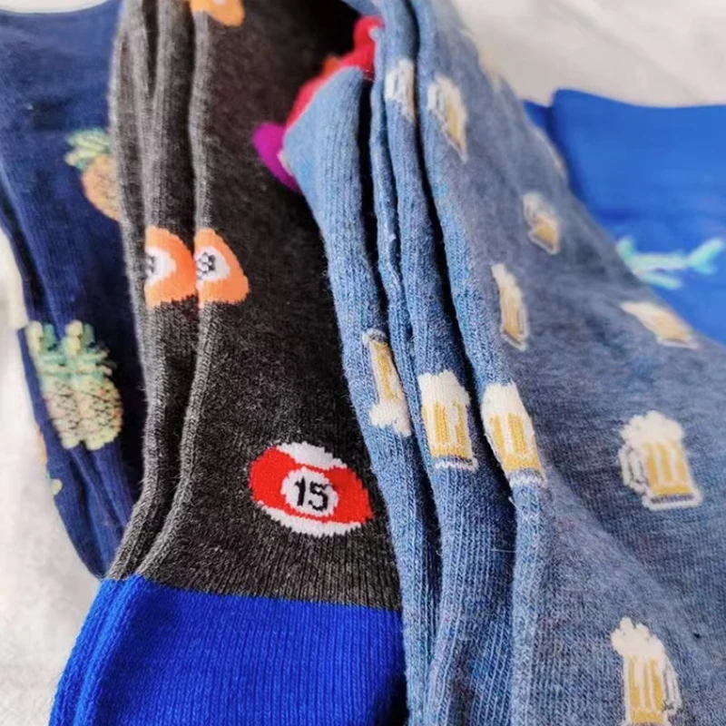 Men's Colorful Casual Socks Happy and Funny Socks 1 Pair Printed Unisex Fashion Male Sox Combed Cotton Socks EU 38-45 Size