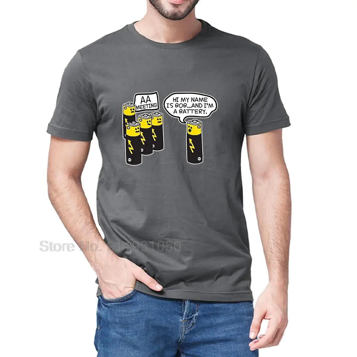 

Unisex 100% Cotton AA Battery Meeting Graphic Adult Humor Novelty Sarcastic Funny Summer Men's Novelty Oversized T-Shirt Tee