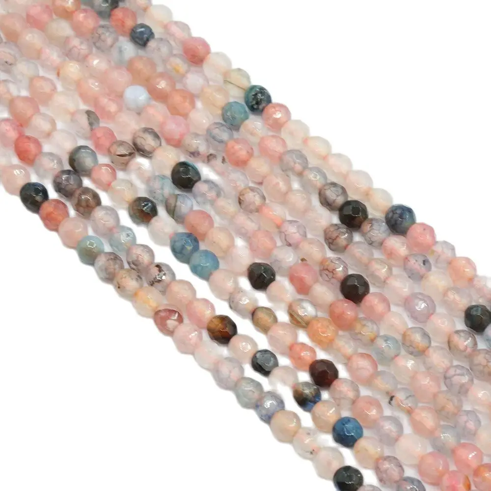 

APDGG 4mm 5 Strands Natural Mix color Agate Faceted Round Beads Gemstone Beads 15" Strand Jewelry Making DIY