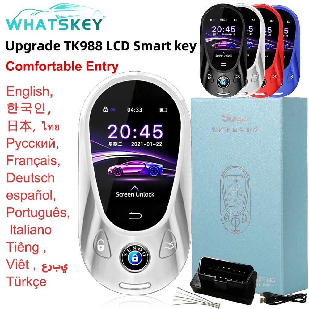 TK988 Multi-Language Universal Modified Smart Key LCD Screen Comfortable entry Auto lock For BMW/Benz/Audi/Ford/VW/Toyota/Kia