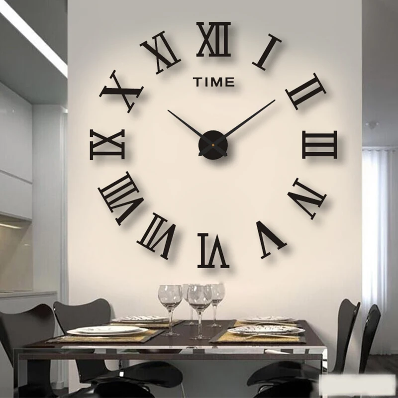 

2D/3D Large Roman Numeral Acrylic Mirror Wall Clock Sticker Fashion DIY Quartz Clocks Watch Home Decoration Living Room Stickers