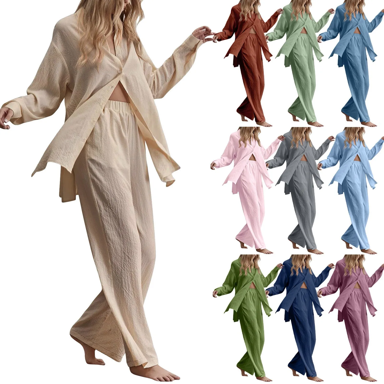 Женские комплекты хлопковых брюк летние повседневные брючные костюмы из двух