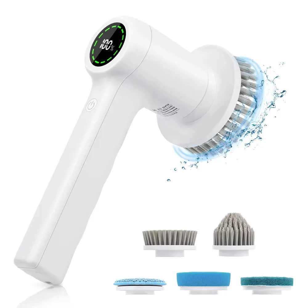 

Электрическая щетка для чистки 5 в 1, электрический скруббер для чистки, перезаряжаемый через USB электрический вращающийся с...