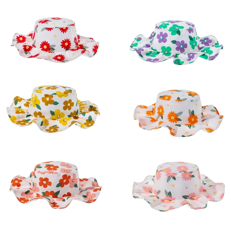 

Lovely Little Daisy Print Fisherman Hat Children Basin Hat Casual Bucket Hat All-match for 1-5 Years Children Boy Girl