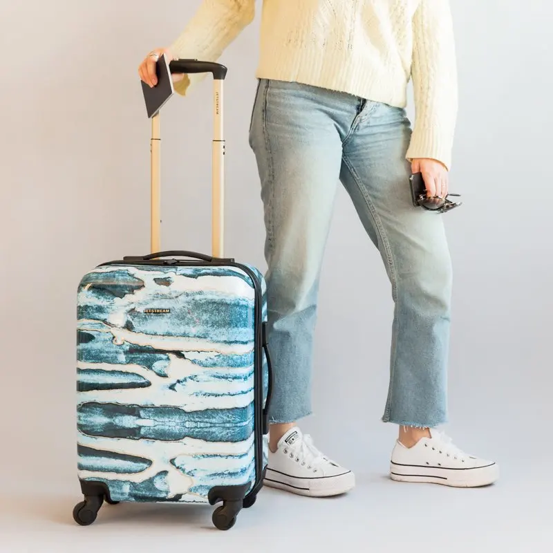 20-inch Hardside Spinner Rolling Carry-on Luggage, Blue Marble Print
