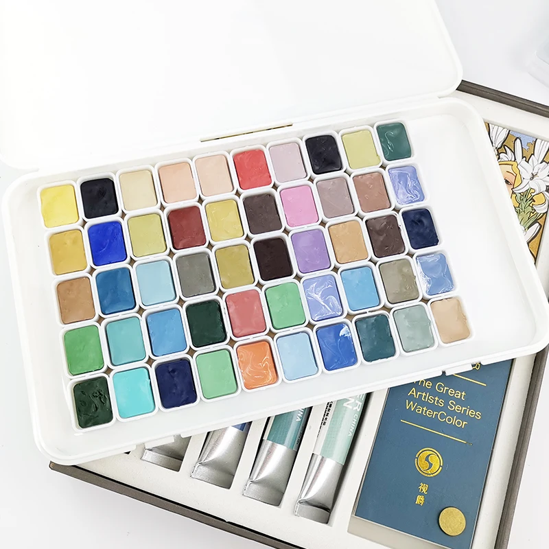 

Super Vision Advanced Gray Transparent Watercolor Paint Sub-packing Artist 50 Colors Acuarelas Set Art Supplies
