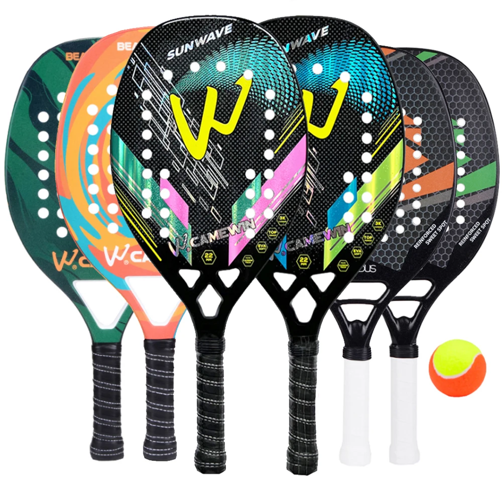 2 Pieces High Quality Carbon and Glass Fiber 3K Beach Tennis Racket Soft Face Tennis Racquet with Bag and Ball
