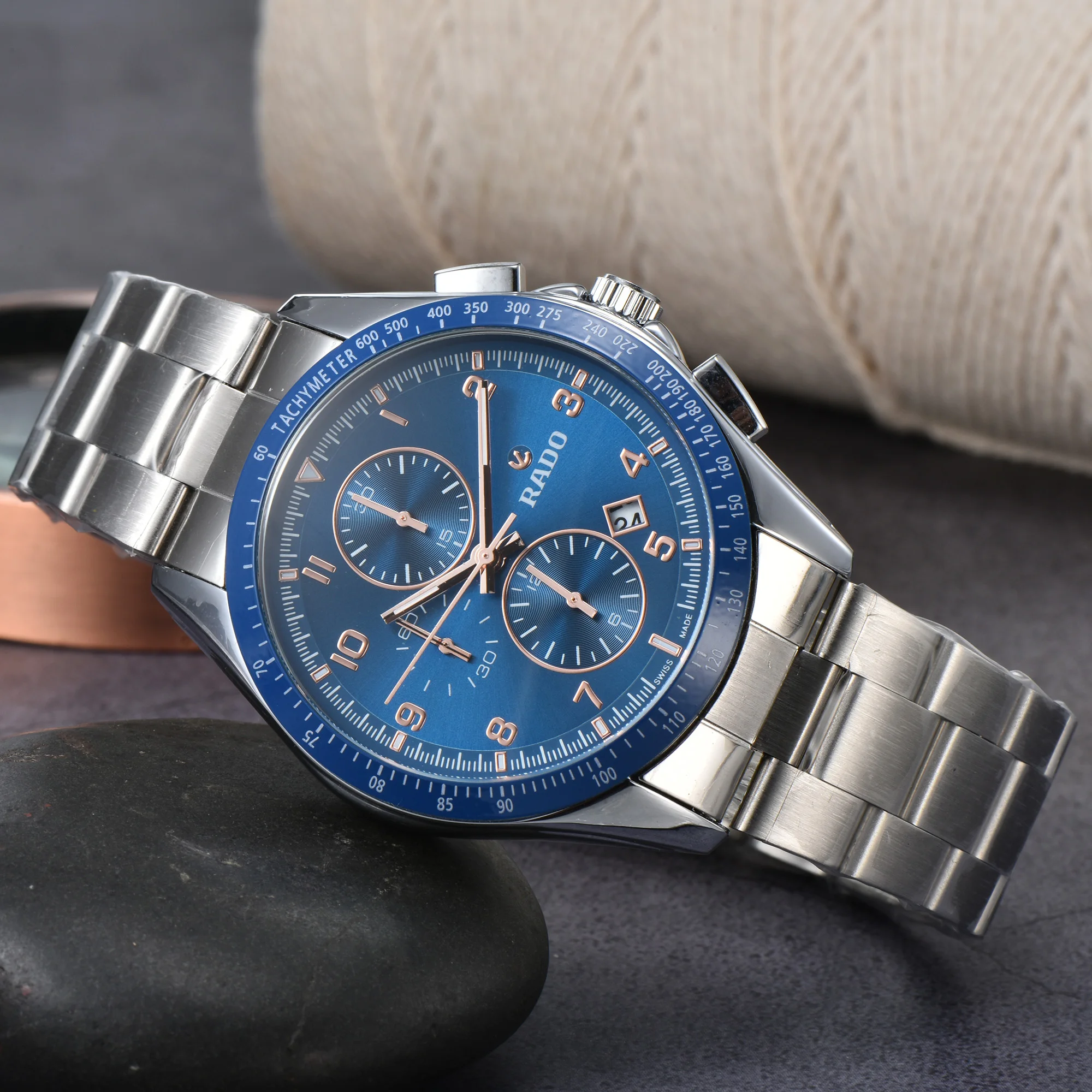 

AAA Rado Original Brand Watches For Mens Luxury Multifunction Automatic Date Watch Business Full Steel Chronograph Top Clocks