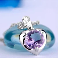 new wholesale brand sweet love lovers ocean heart purple white crystal necklace womens wedding engagement gift