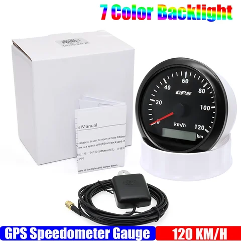 85 мм GPS-спидометр для двигателя, морской лодки, 7-цветная подсветка, 30 ~ 200 км/ч, измеритель скорости для лодки, автомобиля, грузовика с GPS-антенной на заказ