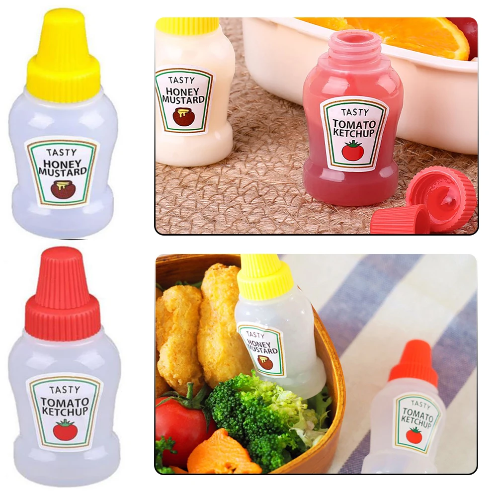 

1/2pcs 25ML Mini Portable Small Sauce Container Tomato Gravy Boat Salad Dressing Oil Spray Bottle Ketchup Honey Mustard