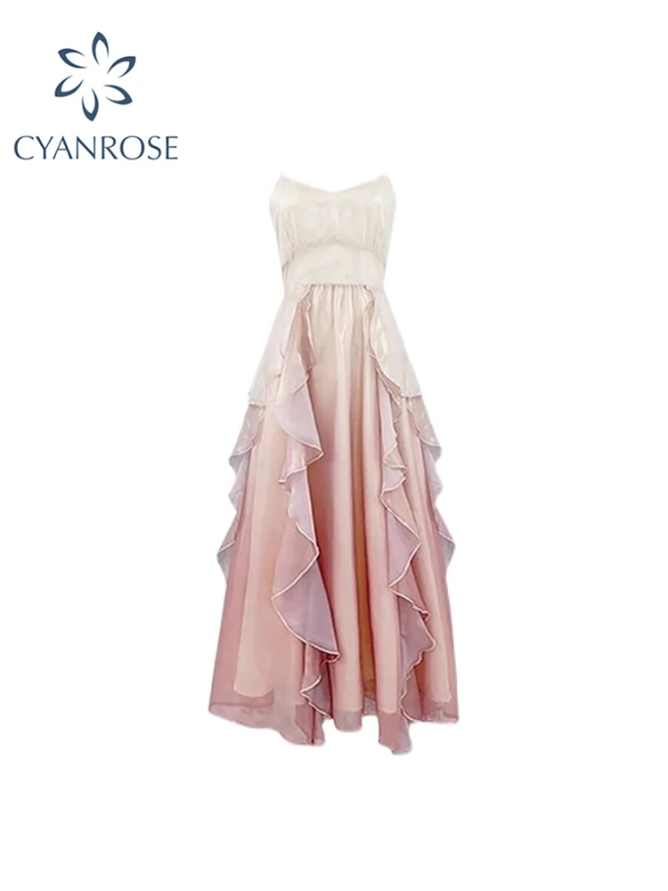 

Женское винтажное длинное платье на бретелях-спагетти, с градиентом