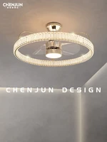 light luxury crystal fan lamp high end elegant bedroom dining room lamp in the living roinimalist fsion electric fan lamp