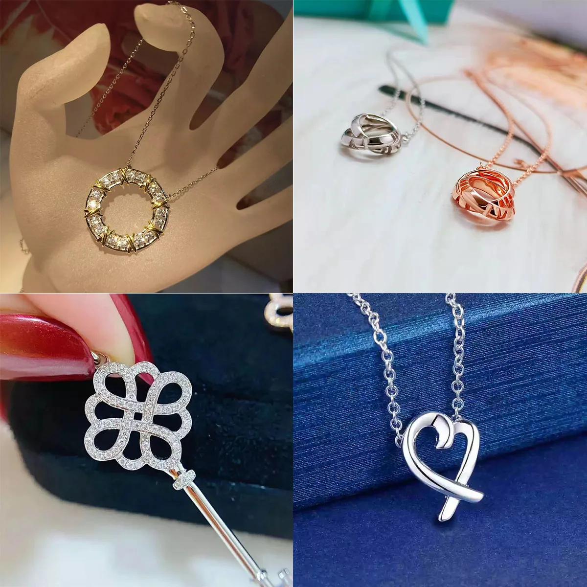 

S925 Sterling Silver Heart Shape Gold Necklace, Classic Fashion Style, Luxury Brand, Birthday Gift