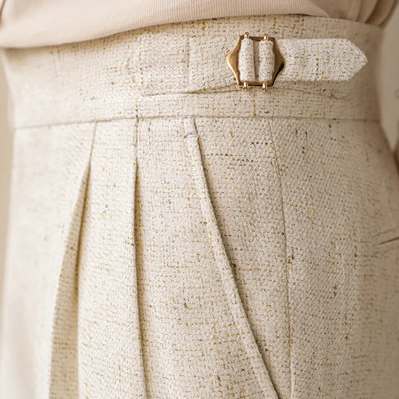 Высочайшее качество повседневные прямые брюки с высокой талией для мужчин