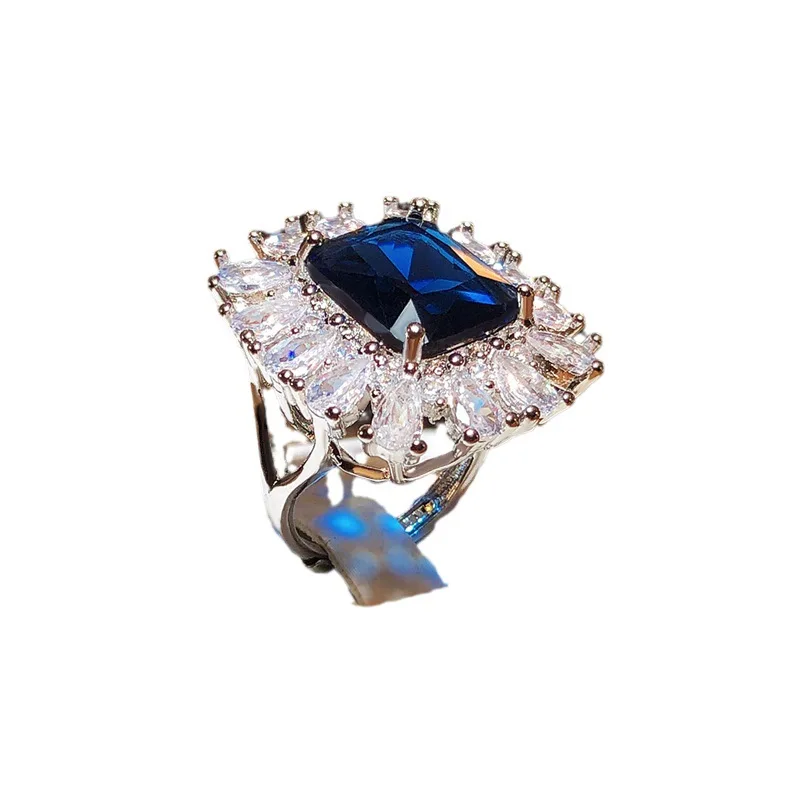 

S925 Sterling Silver Pure Sapphire Ring for Women Fine Wedding Bands Silver 925 Jewelry Natural Sapphire Gemstone Jewellry Rings