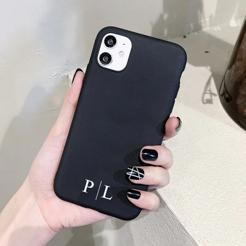 

Monogram Custom Letter Phone Case For iPhone 14 13 11 12 Pro Max SE2020 6S 7 8 Plus XR XS Name DIY Soft TPU Cover Funda