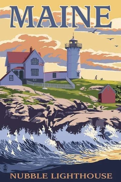 

Metal Plaque Maine Nubble Lighthouse Tin Sign Poster Beach Hotel Lounge Mall Wall Decoration Plaque Metal Plate 12*8 Inches