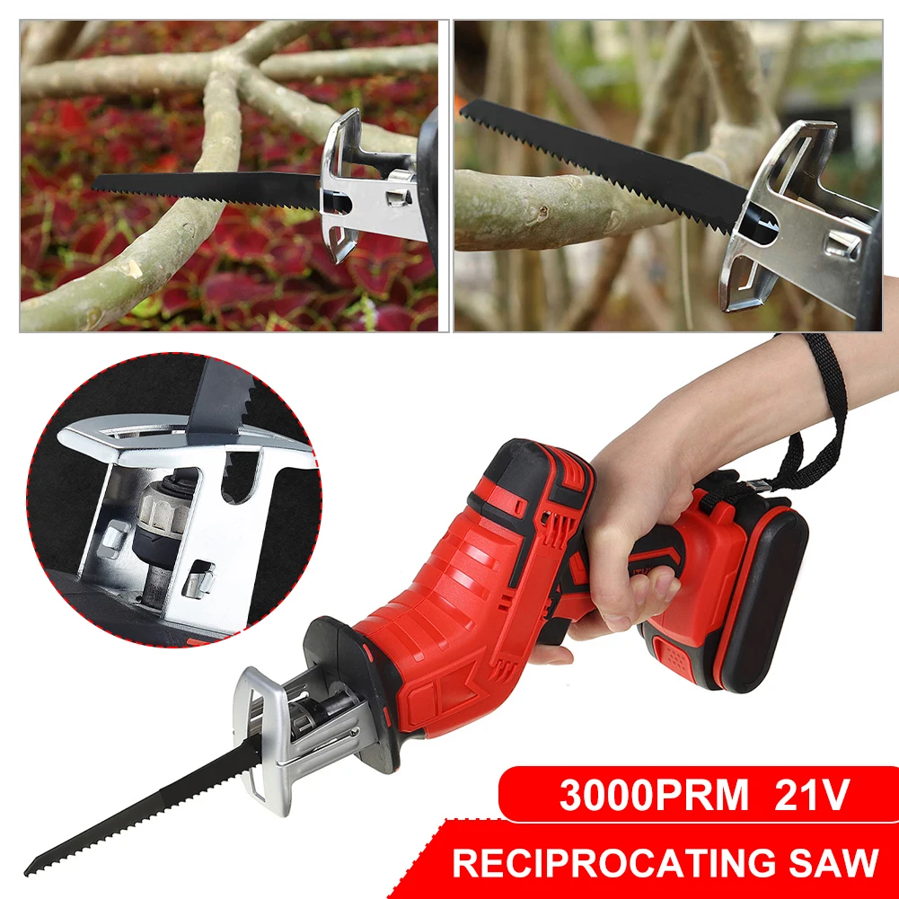 

Cordless Electric Reciprocating Saw Variable Speed 21V Portable Electric Saw With 4pcs Saw Blades Metal Wood Cutting Tools