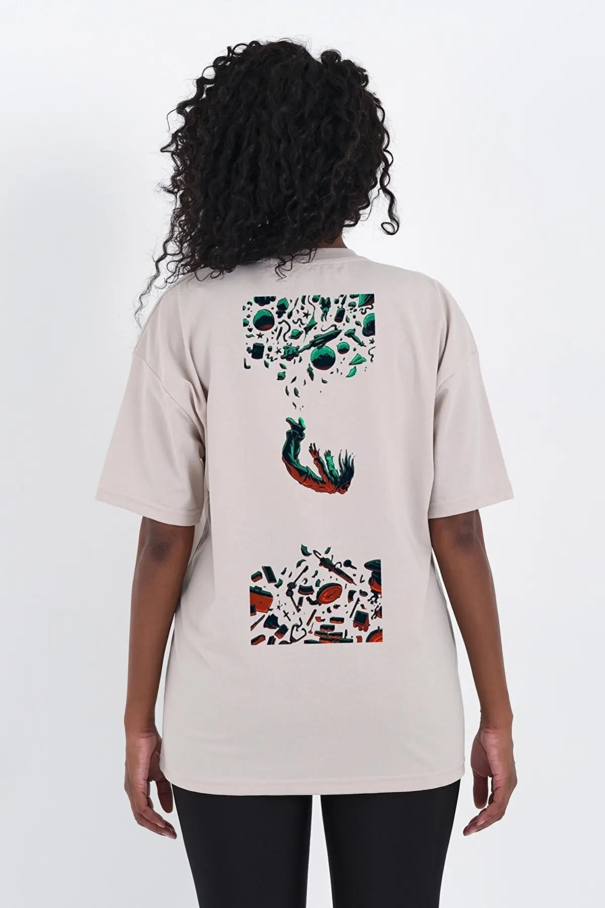 

BeOriginal Unisex Oversize 100% Cotton Inception Printed Cream T-shirt