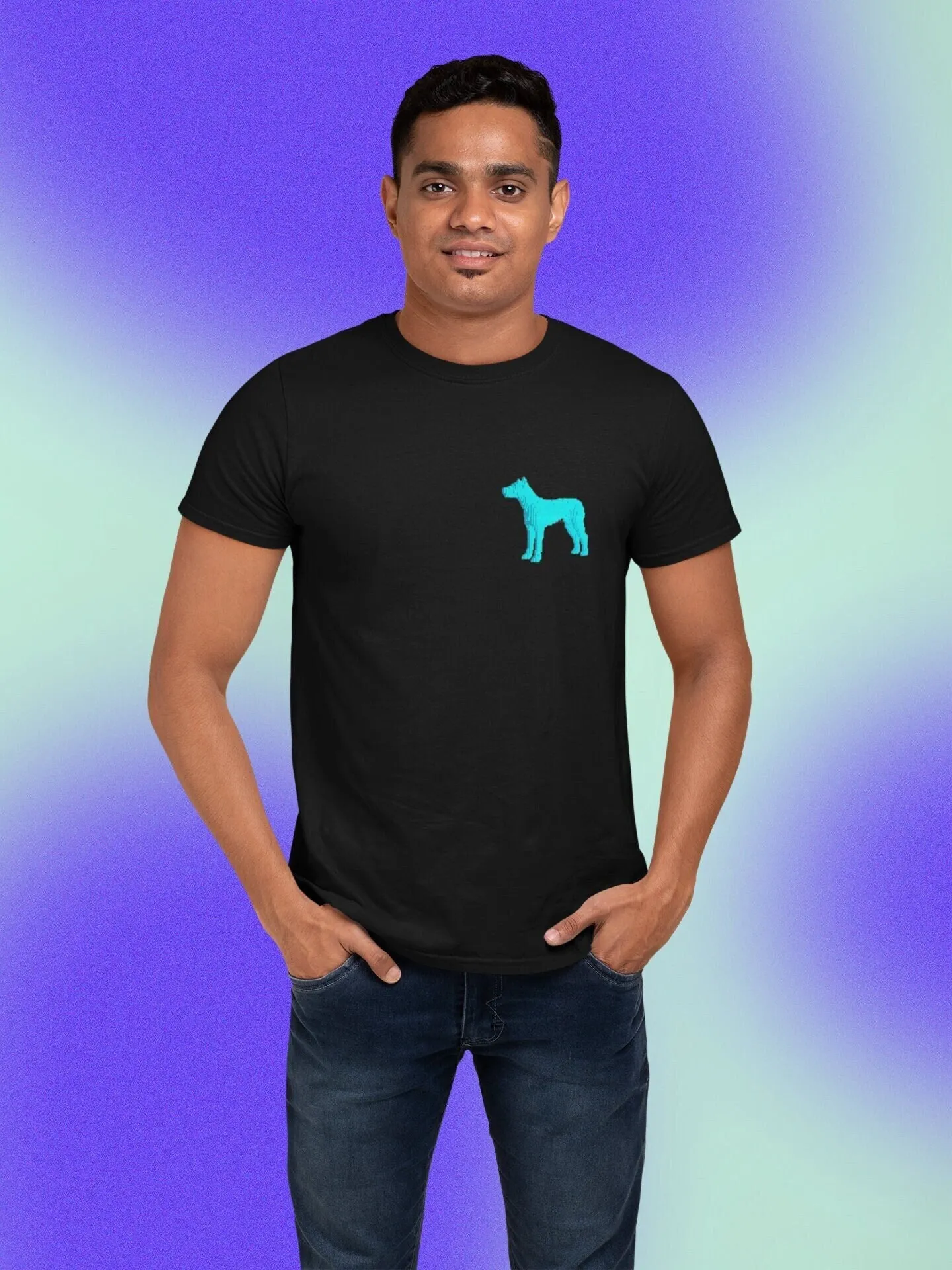 Voxel Dog Art Pocket Женская и мужская пиксельная футболка для любителей