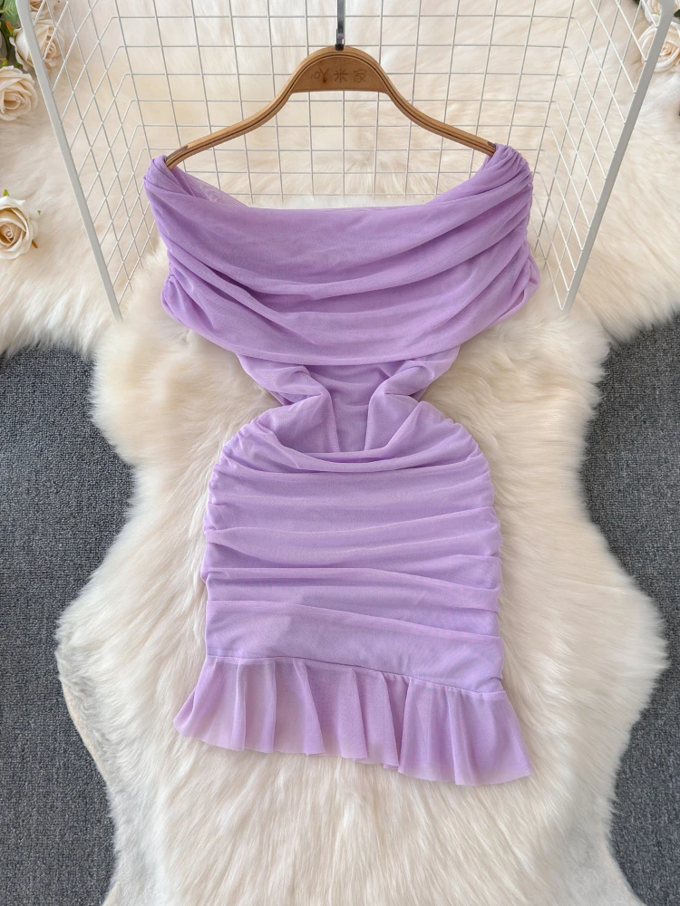 Foamlina летнее модное женское Сетчатое мини-платье с открытыми плечами сексуальное