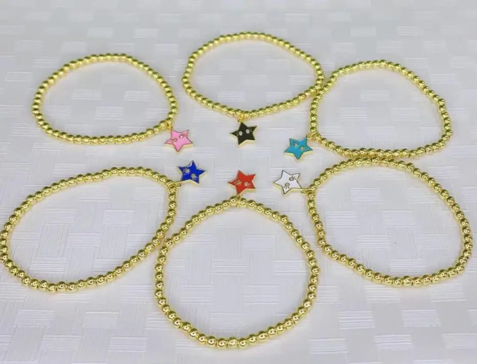 

1 шт. регулируемые золотые Медные cz циркониевые кубические циркониевые бусины Эластичный Желтый цветок Звезда браслет браслеты dsf3s
