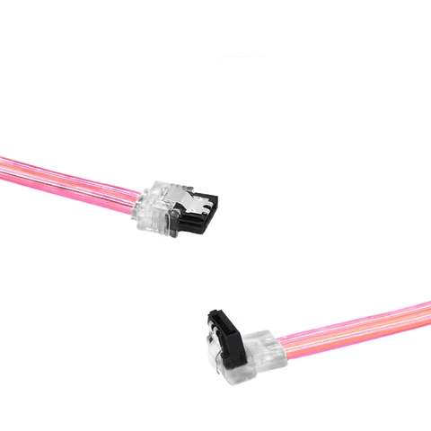 0,1 м/0,3 м/0,5 м/0,7 м/1 м SATA 6 Гб/с кабель, 90 градусов до 180 градусов SATA III 6 Гб/с кабель передачи данных с защелкой прозрачный розовый 50 см