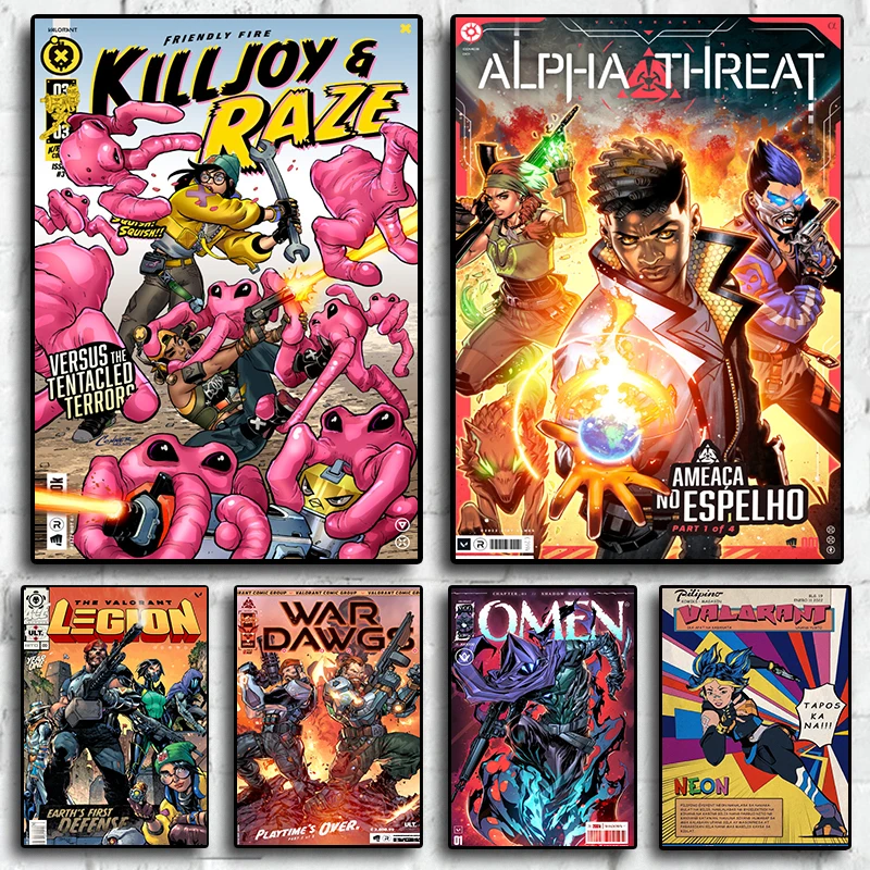 Онлайн-игра 2022, комикс-постер Valorant Reyna Jett, игровая Картина на холсте для геймеров, настенное искусство, кавайное украшение для игровой комнаты, эстетический подарок